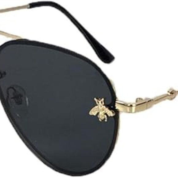 Neiman Marcus Women's Buzzed Bee Charm 60mm Aviator Sunglasses - Picture 3 of 4
